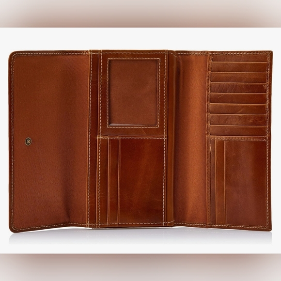 Timberland Women's RFID NWT Cognac/Brown Leather Flap Wallet Clutch Organizer - Picture 6 of 11